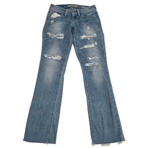 Guess 1981‎ Starlet Cigarette Jeans Womens 26x29  Distressed Low Rise Skinny Raw